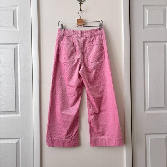 Anthropologie Maeve The Colette Cropped Wide Leg Corduroy Pants in Pink - Picture 8 of 10